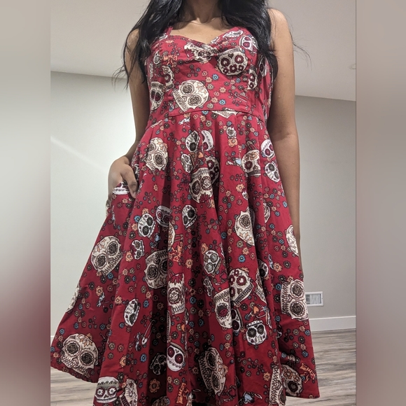 Hell Bunny Sugar Skull Sweetheart Neckline Dress - Picture 2 of 9